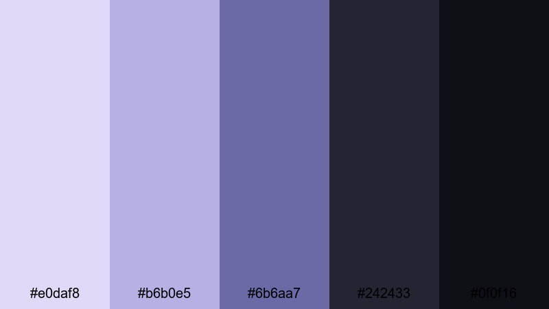 tech noir lavender pale lavender color palette with hex codes