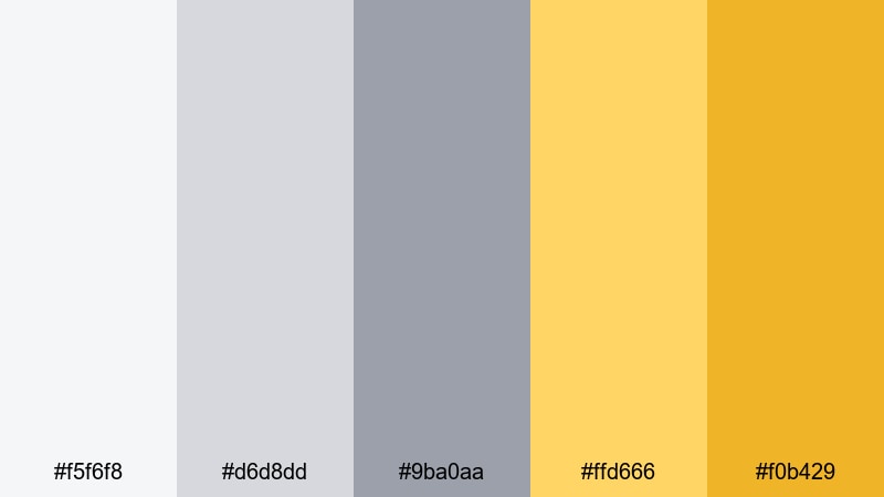 tech review neutral yellow gray color palette with hex codes
