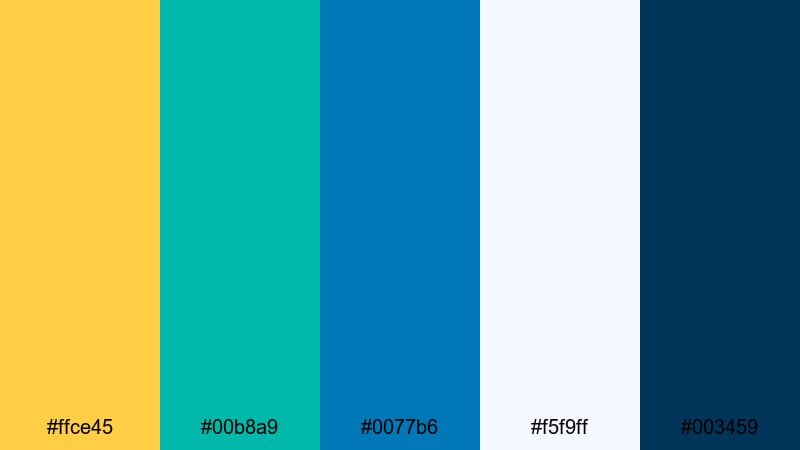 tech start up splash yellow teal blue color palette with hex codes