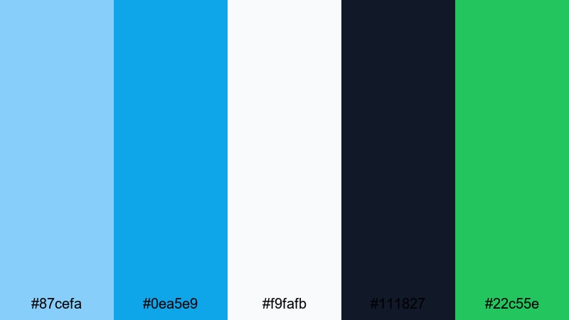 tech startup breeze light sky blue color palette with hex codes