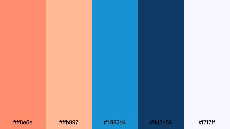 tech startup breeze orange blue color palette with hex codes