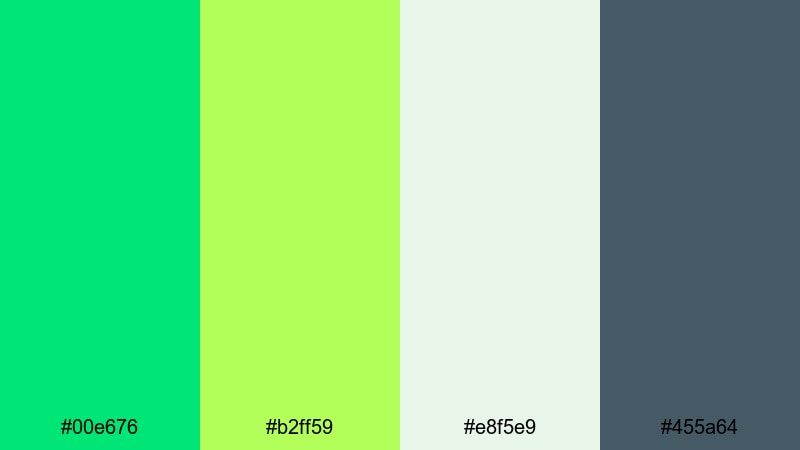 tech startup sprout bright green color palette with hex codes