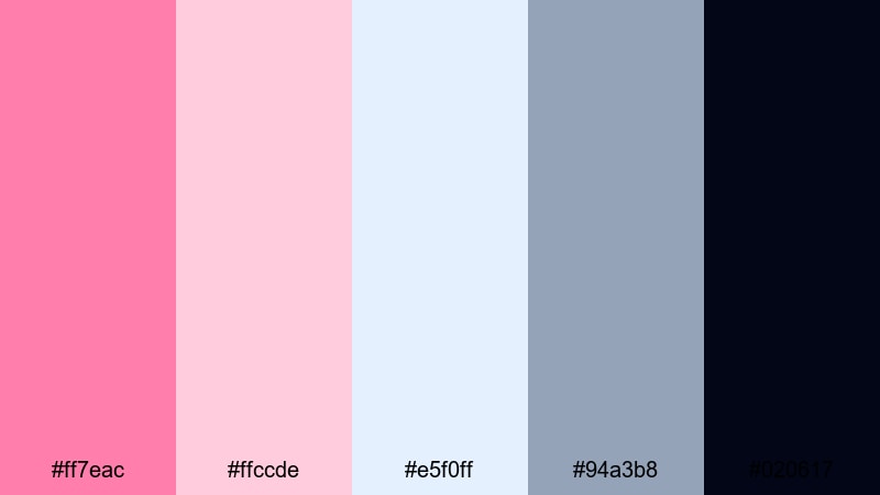 techno blush interface candy pink color palette with hex codes