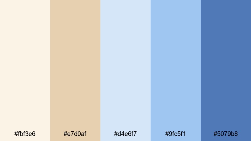 techy pastel stream blue cream color palette with hex codes