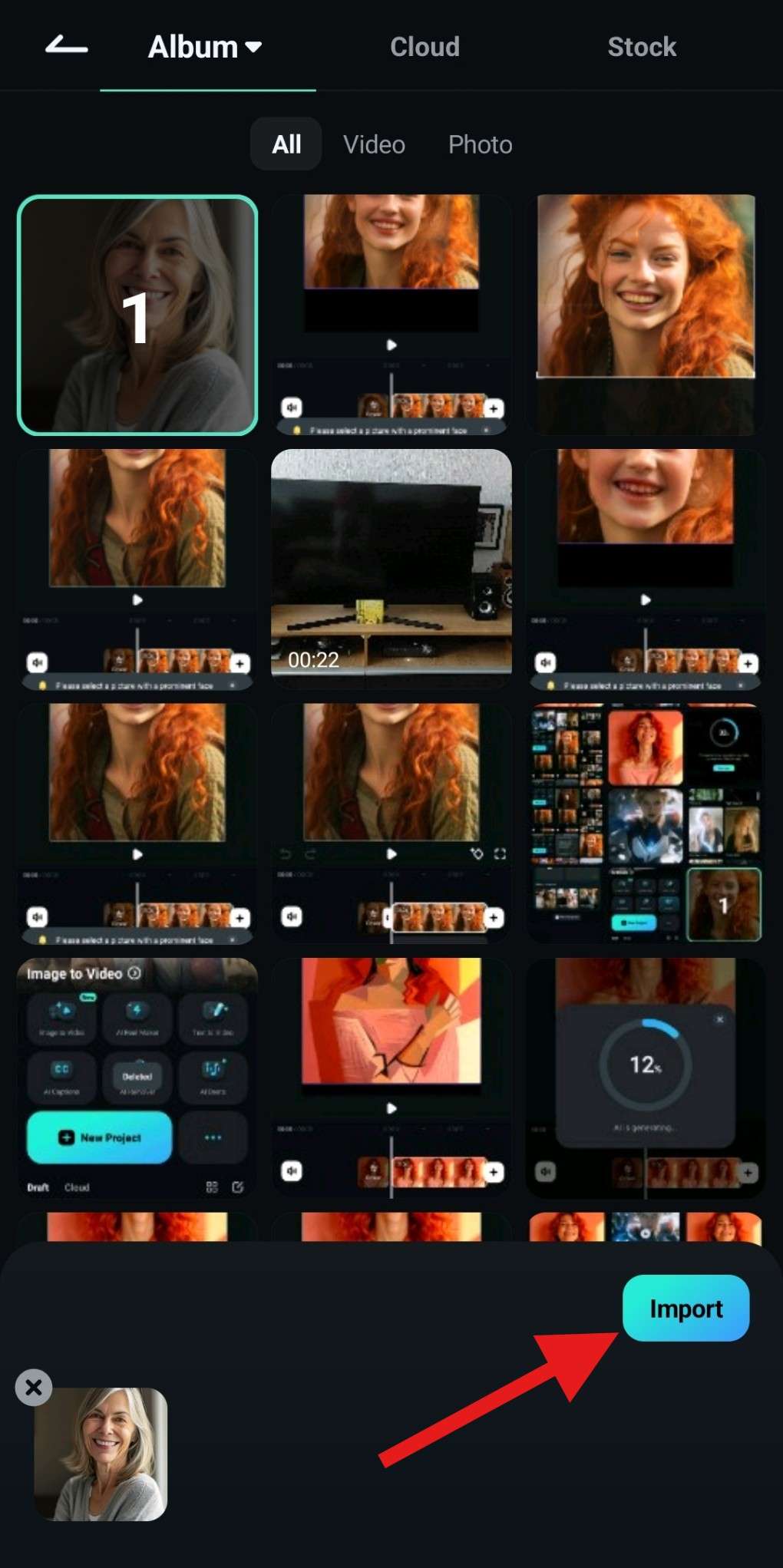 import an image on filmora mobile