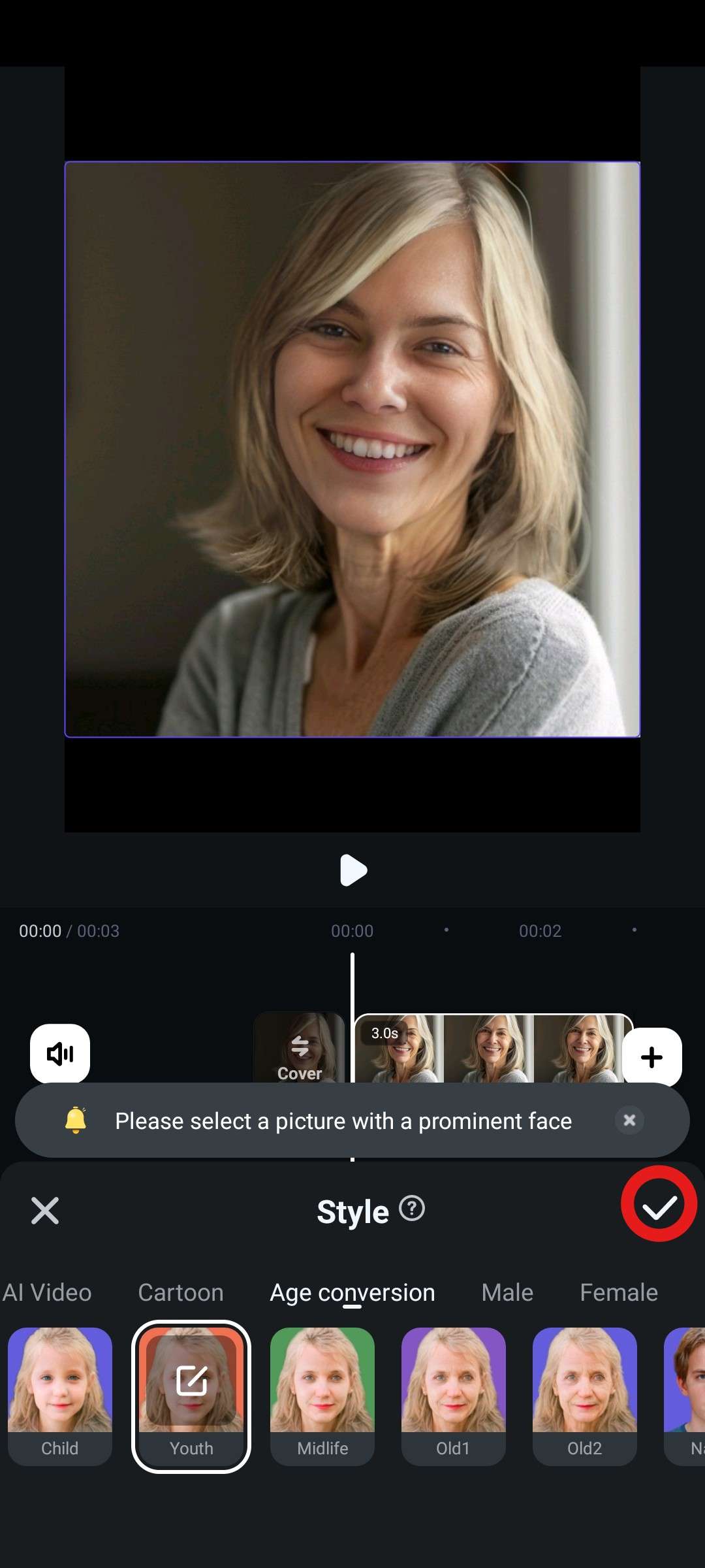 accept ai image style changes filmora