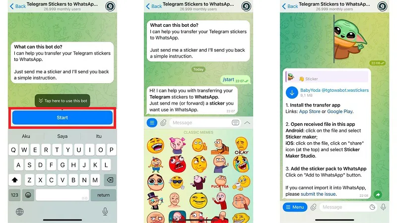 start transferring telegram to whatsapp