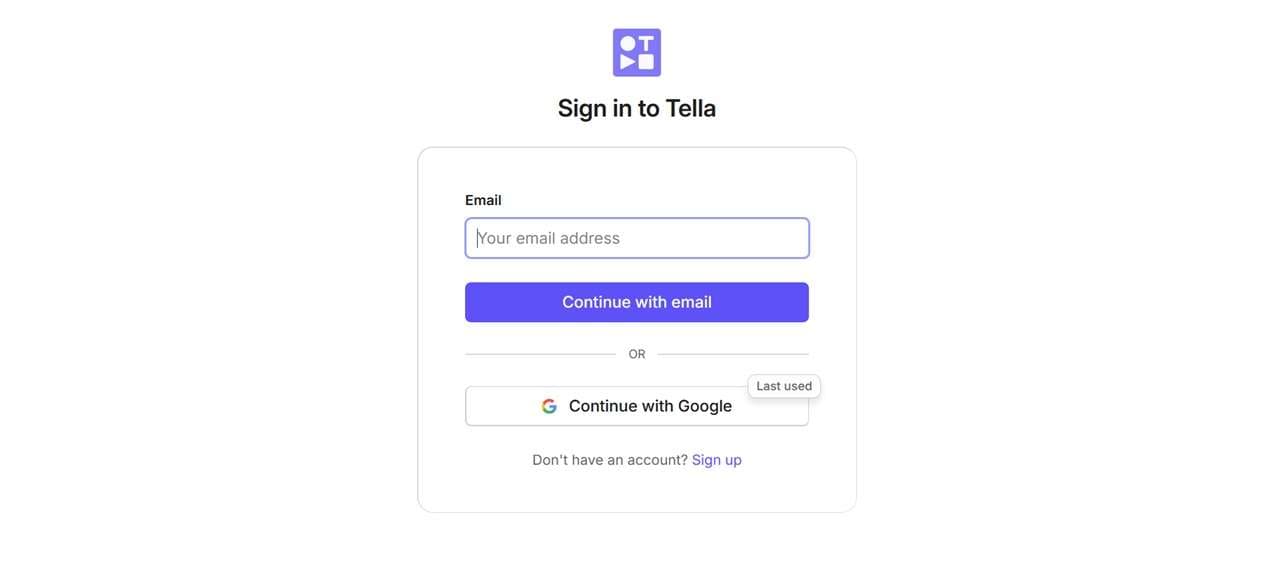 sign in to tella