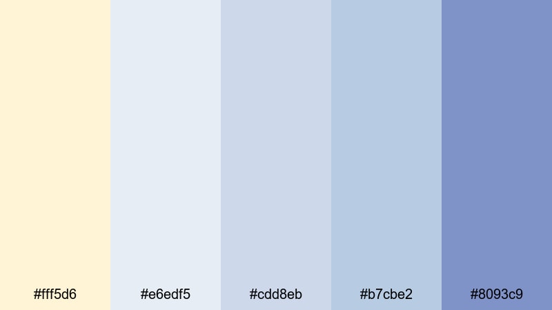 tender dawn studio yellow cream color palette with hex codes