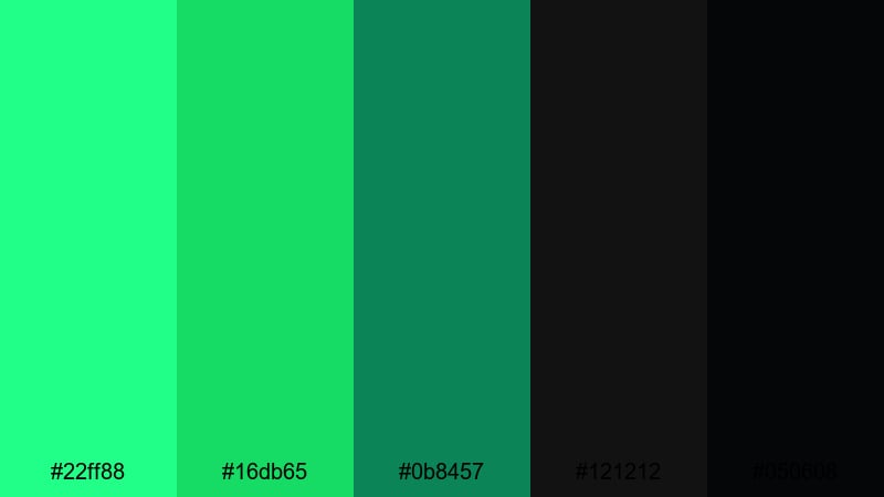 terminal green echo cyber color palette with hex codes