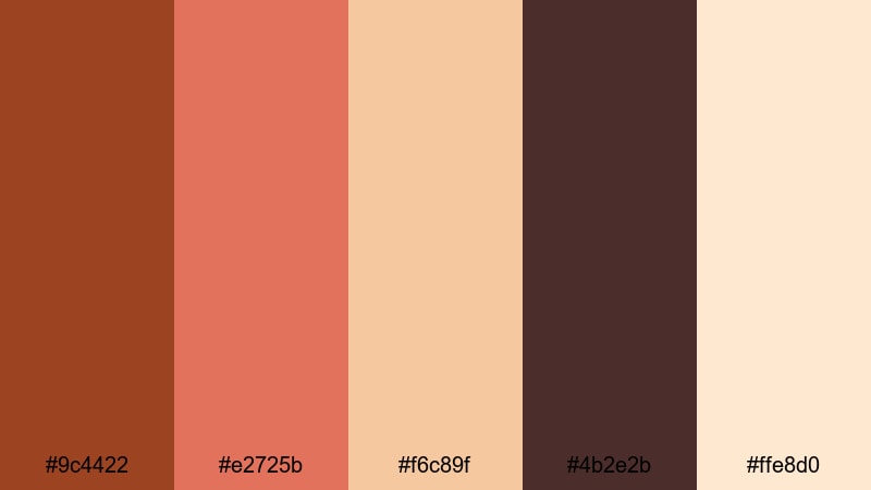terracotta canyon glow burnt umber color palette with hex codes
