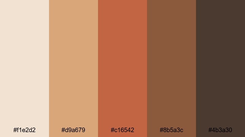 terracotta desert trail boho color palette with hex codes