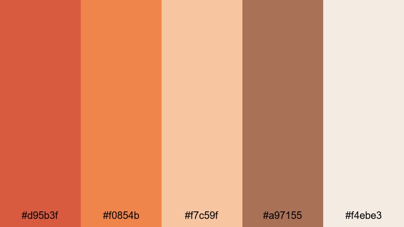 terracotta latte hues orange red color palette with hex codes
