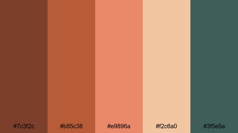 terracotta nomad glow bohemian color palette with hex codes
