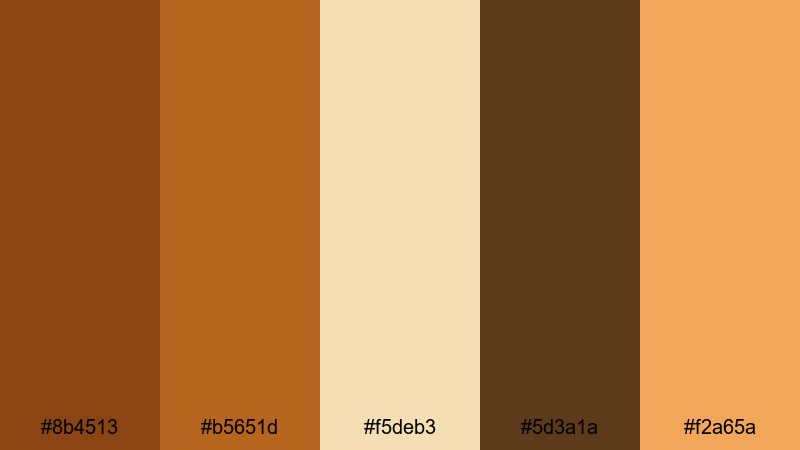 terracotta storyboard saddle brown color palette with hex codes