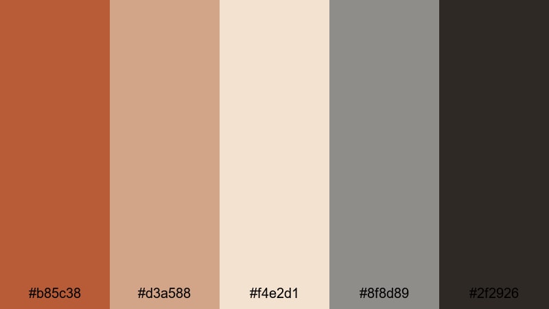 terracotta studio calm rust color palette with hex codes