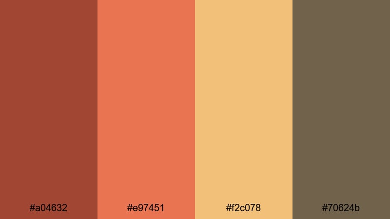 terracotta trails burnt sienna color palette with hex codes
