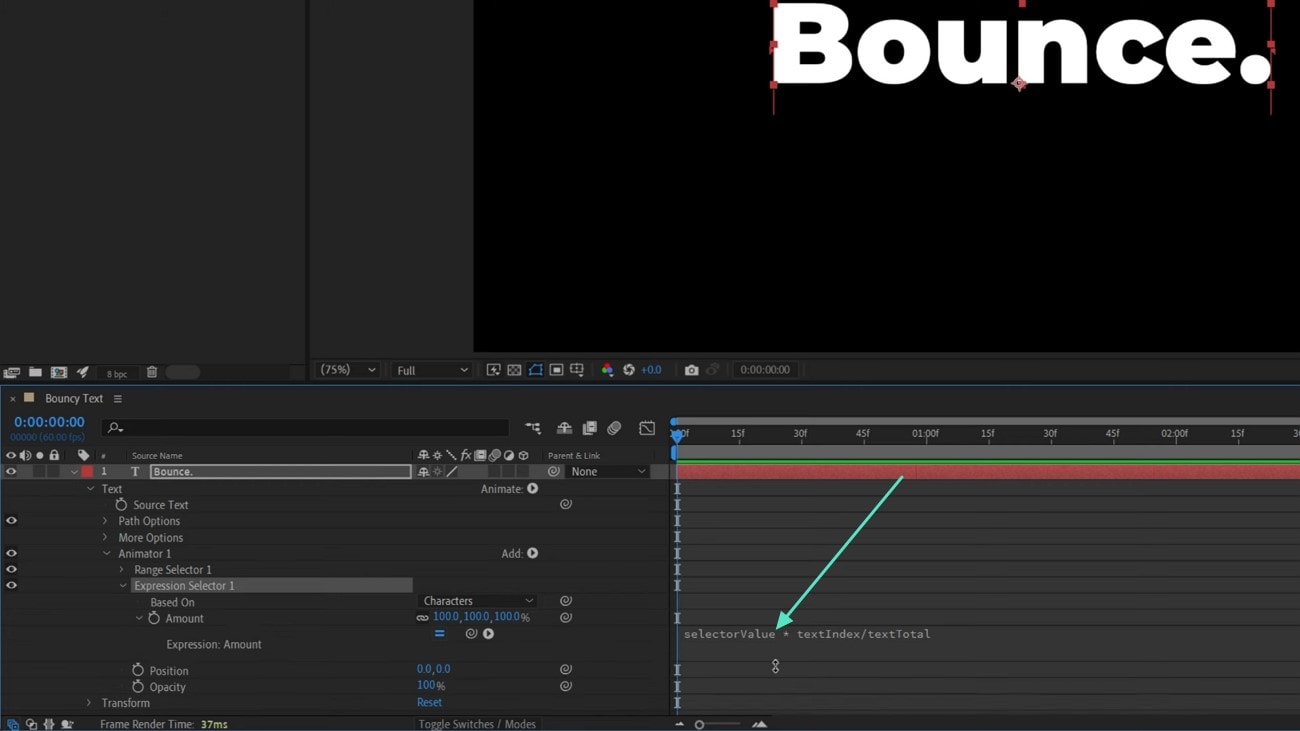 paste expression code for text bounce
