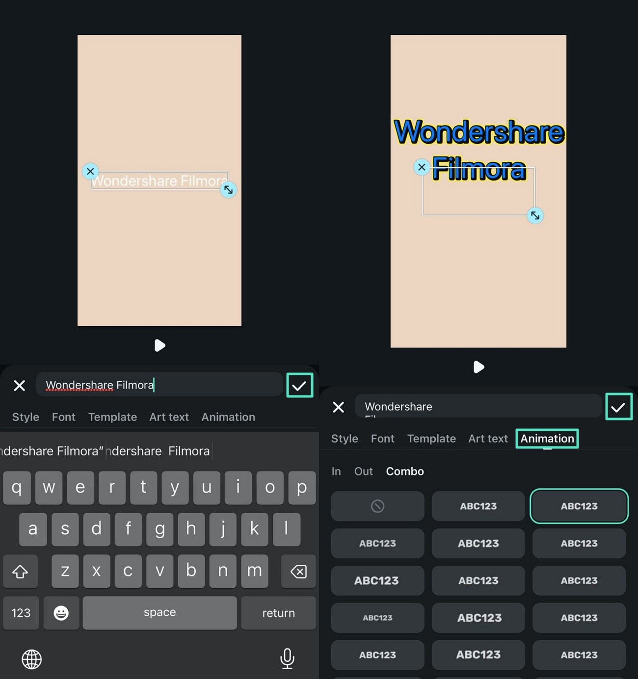 insert text and choose animation