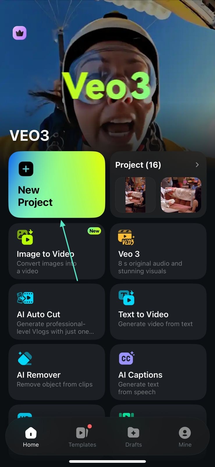 filmora app new project