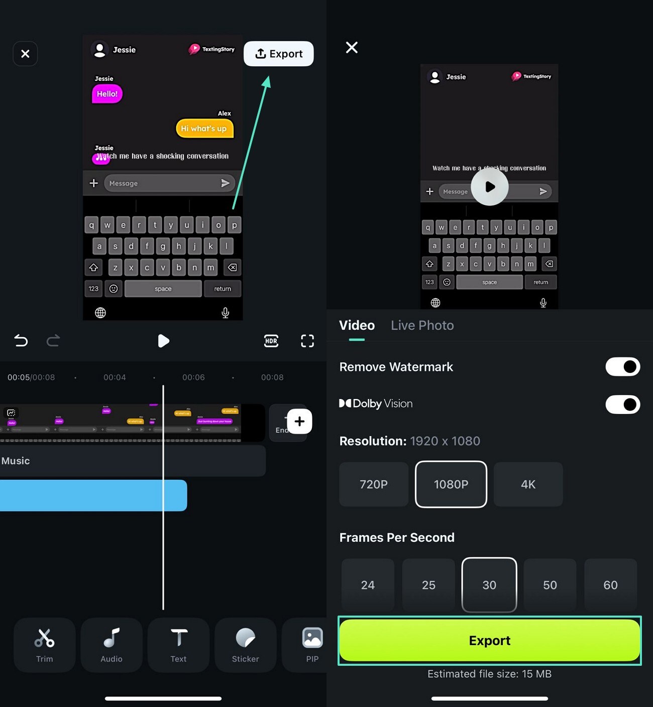 export the file filmora app