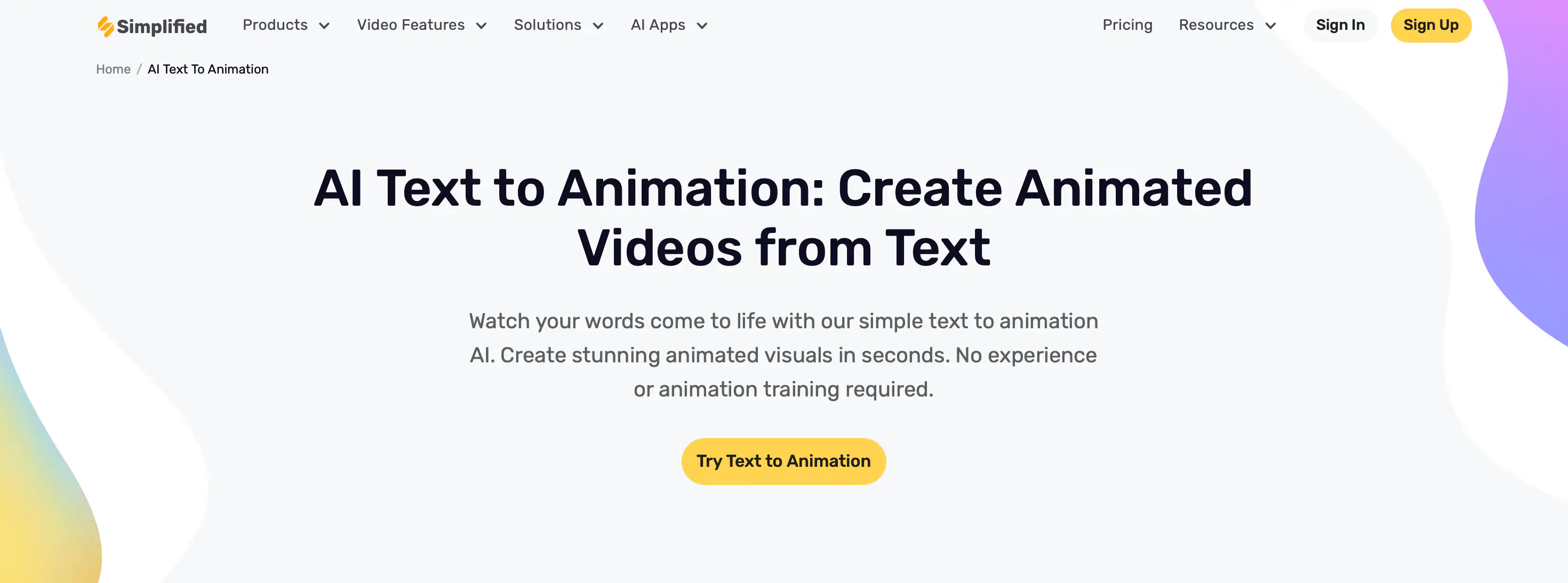 simplified text to animated video ai