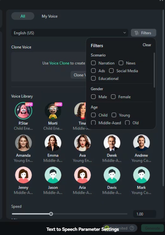 adjust the selected ai voice to your liking