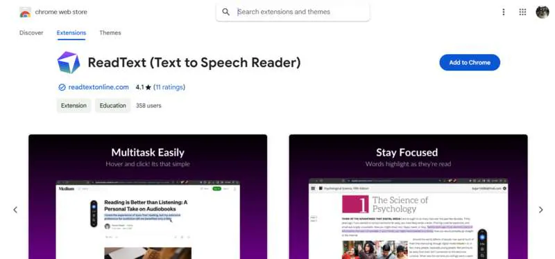 readtext text to speech extension for chrome