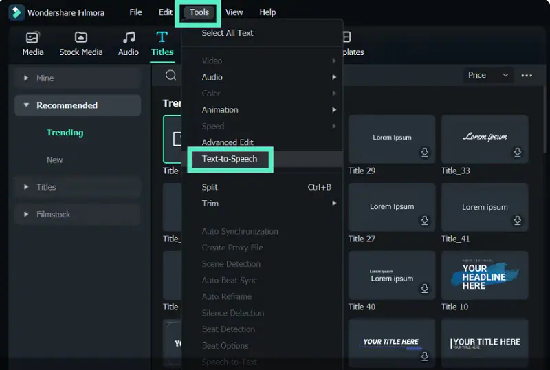 find the text-to-speech feature