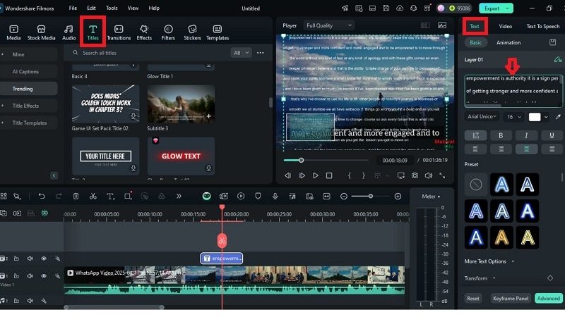 add txt to your video