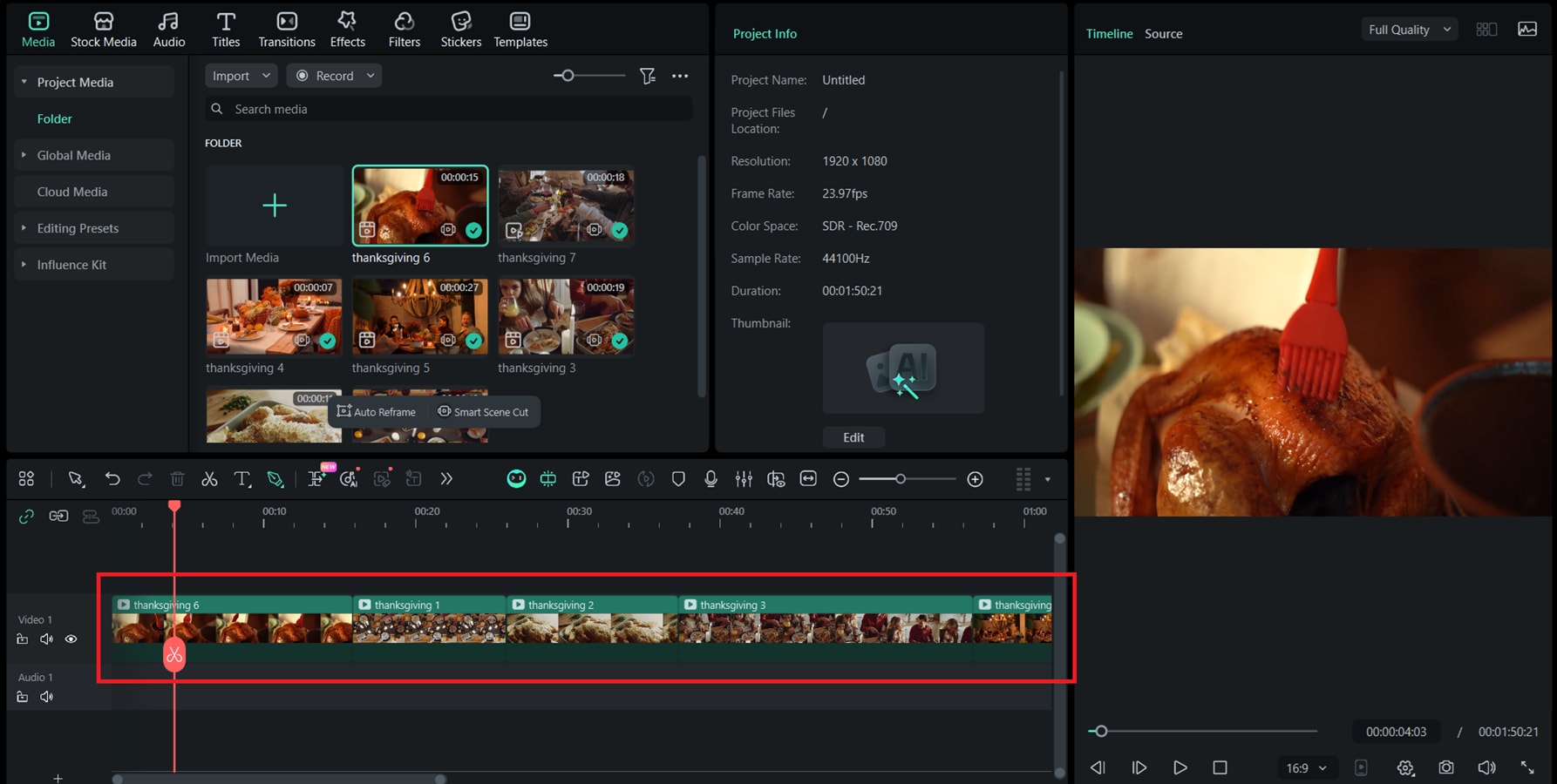trim clips for thanksgiving recipe video