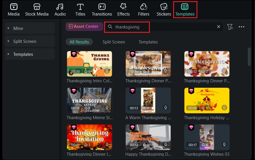 browse the thanksgiving templates