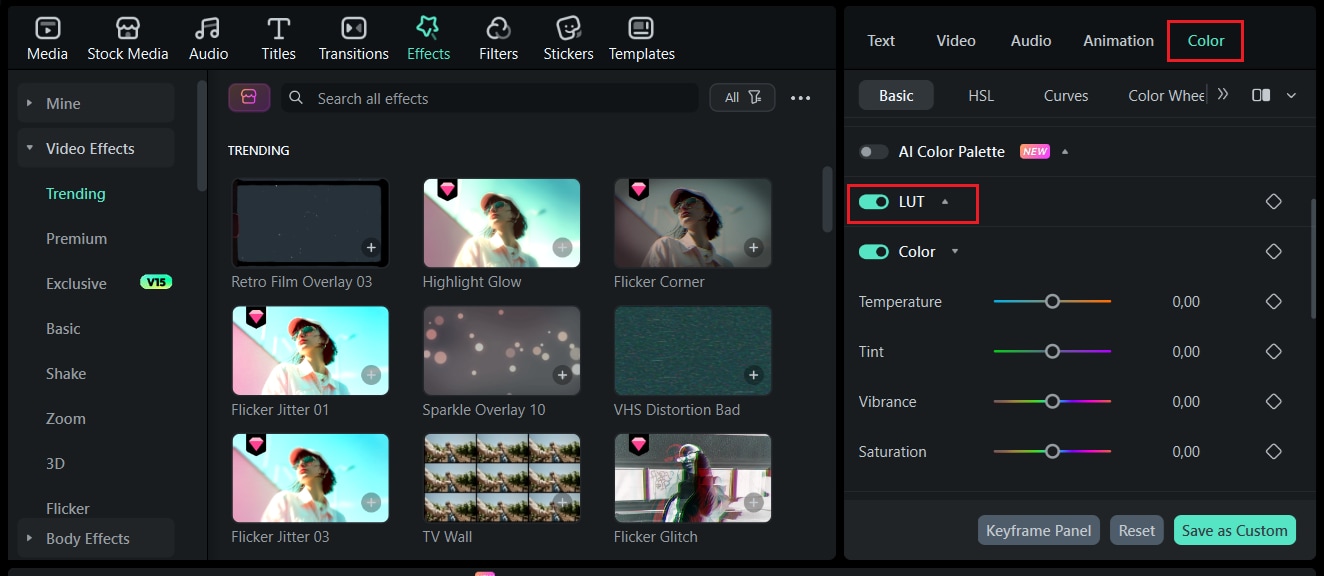 thanksgiving video color grading with LUT