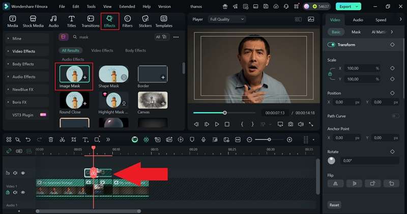 Appliquer le masque d'image au clip collé