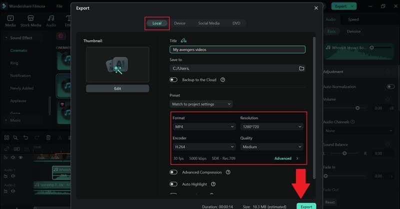 export and save your video