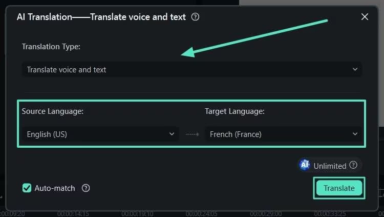 select source and target language