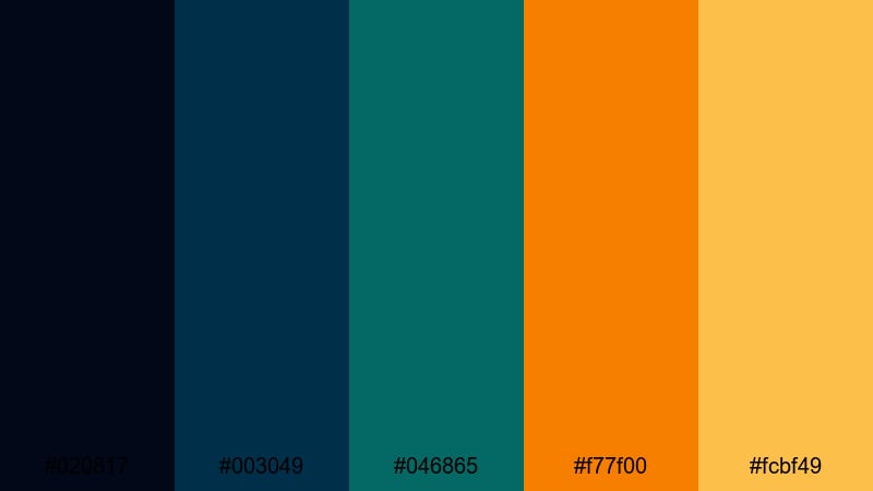 thriller night tide blue emerald color palette with hex codes