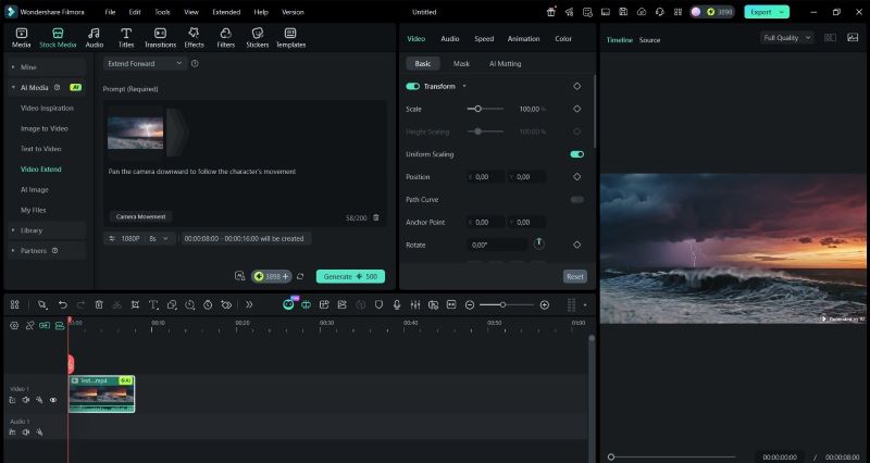 filmora built in ai video generator