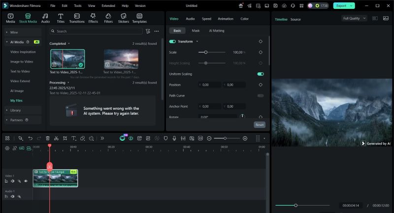 generate and edit on filmora