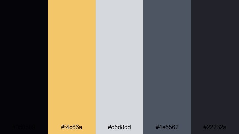 thunderstorm gilding gold silver color palette with hex codes