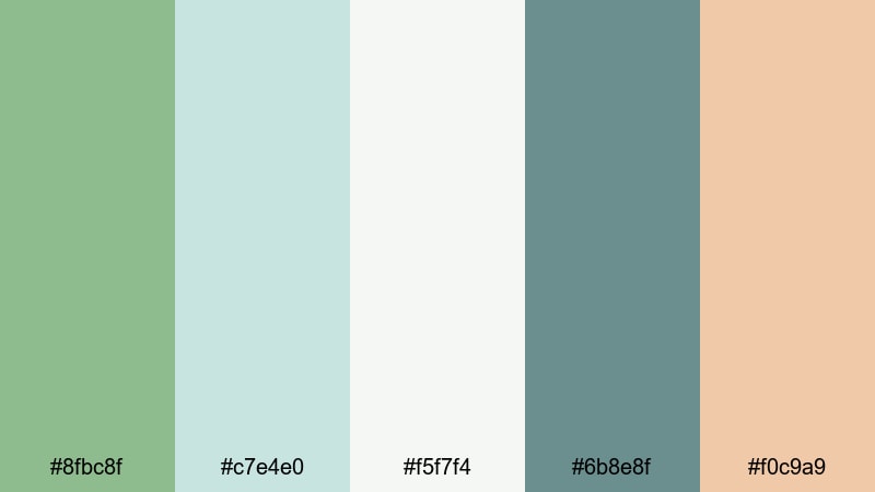 tidal dusk serenity dark sea green color palette with hex codes