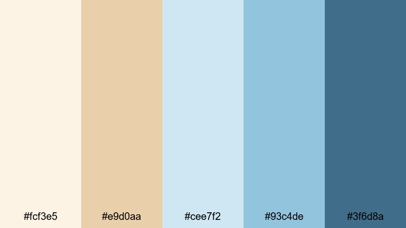 tidal sand light blue cream color palette with hex codes