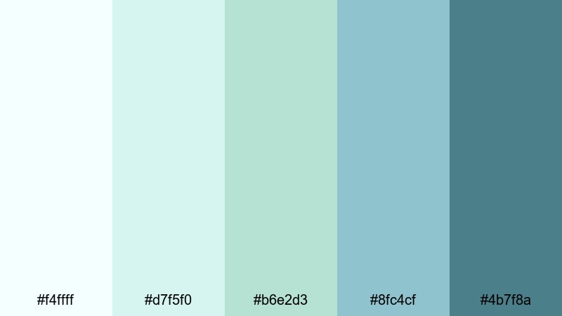 tidepool glass white green blue color palette with hex codes