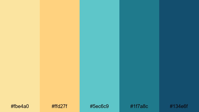 tidewashed topaz shore topaz color palette with hex codes