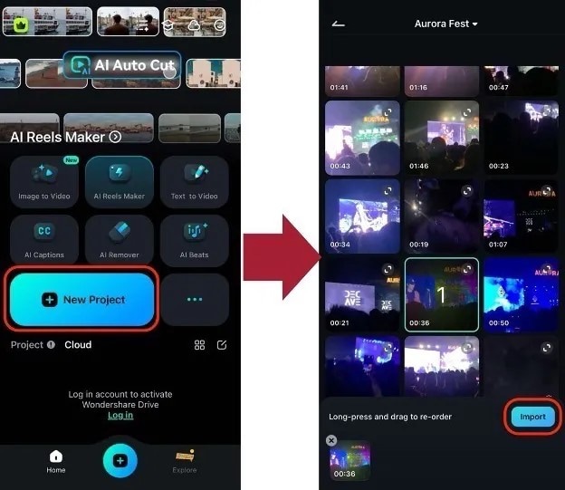 import your video in filmora