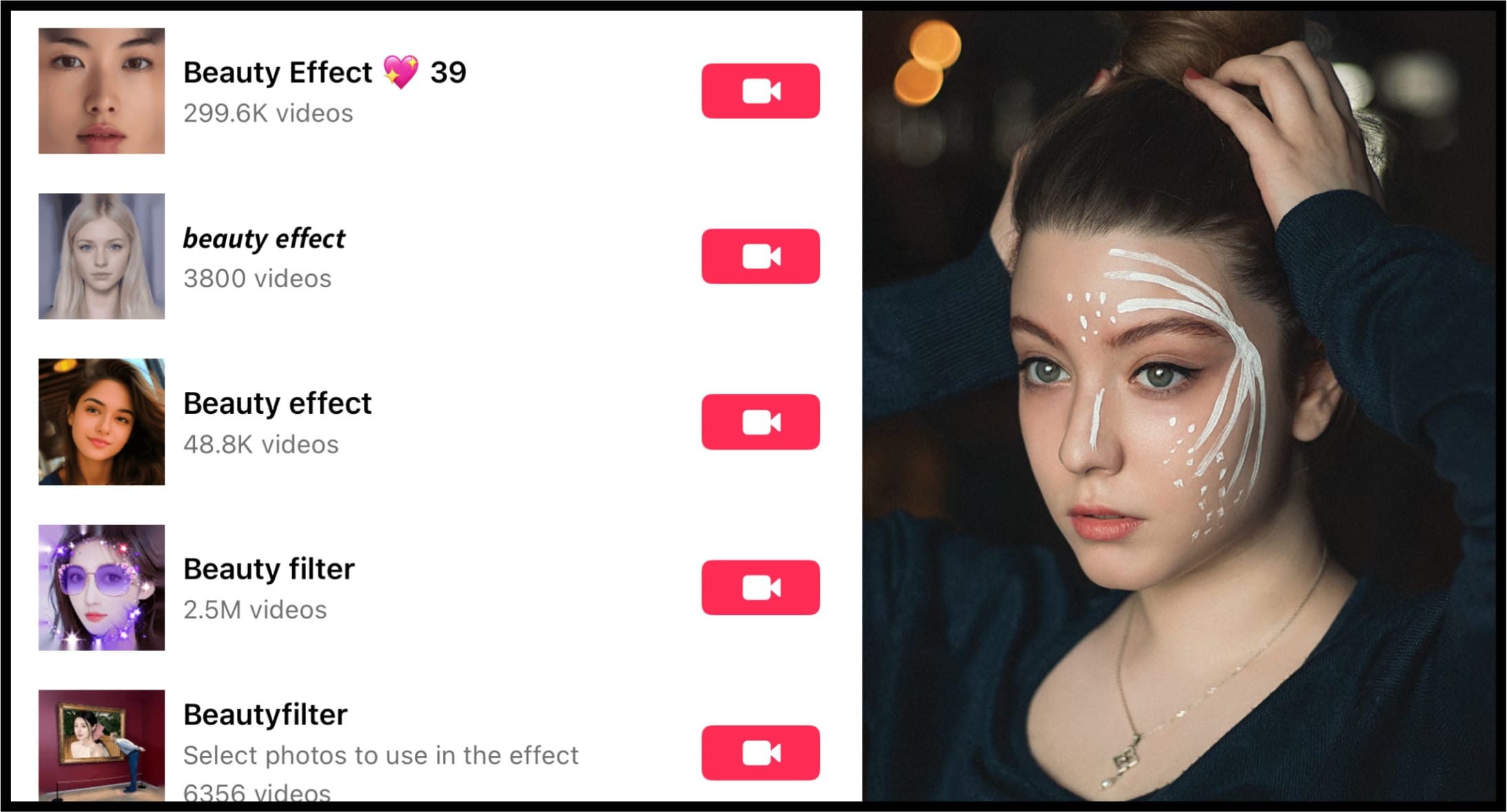 applying tiktok beauty filter