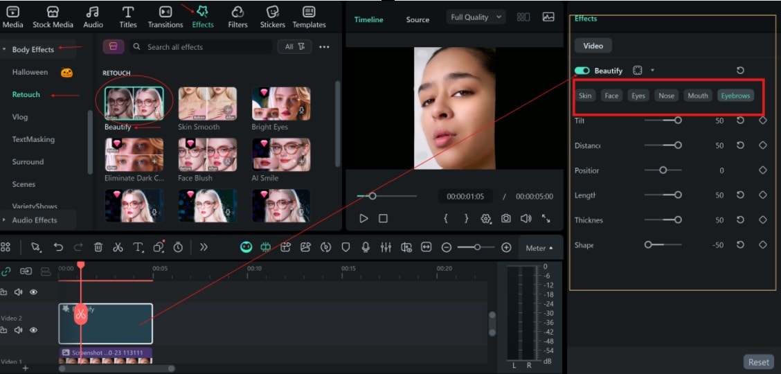 adjust sliders on effects
