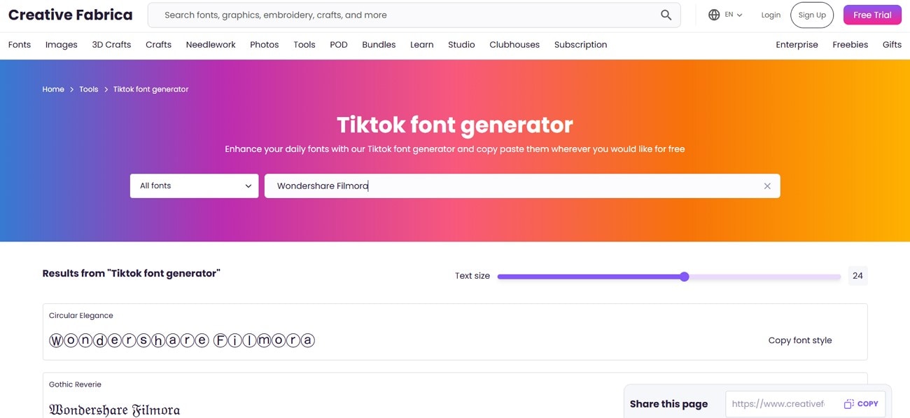 creative fabrica tiktok font generator