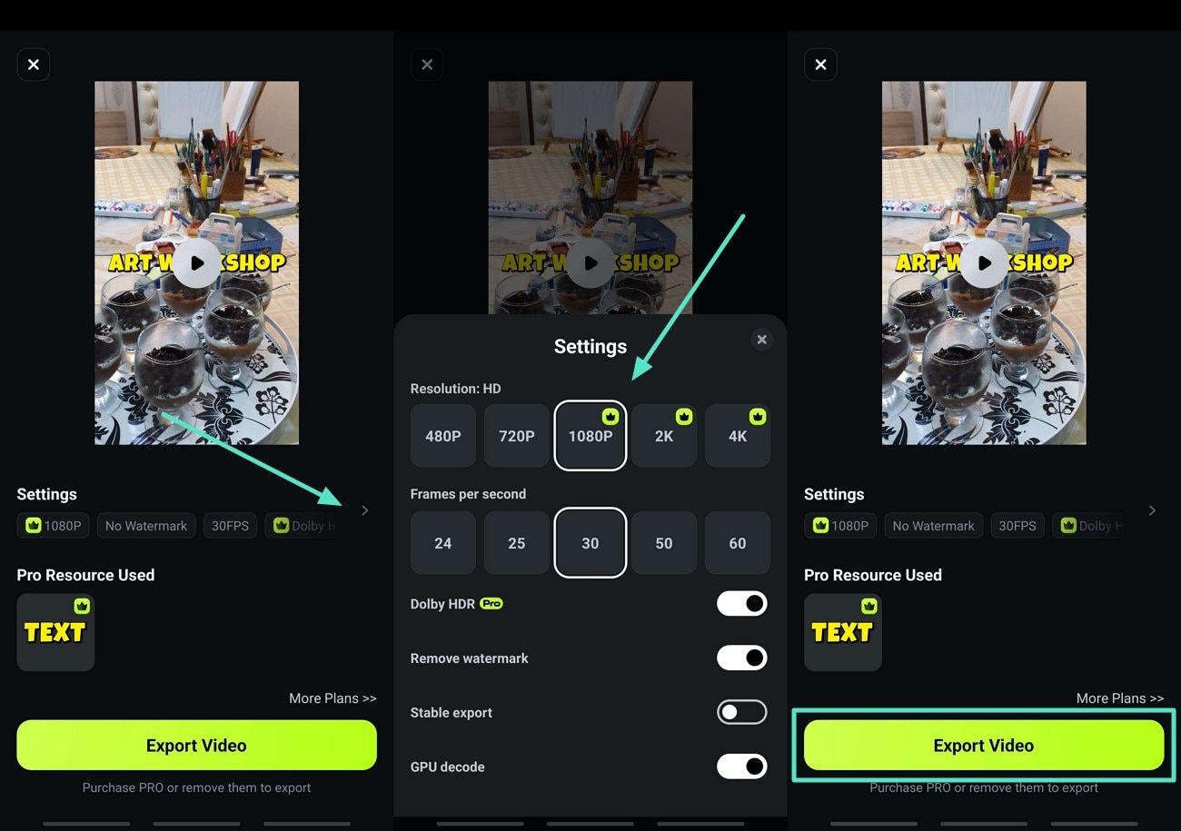 set file settings export tiktok video