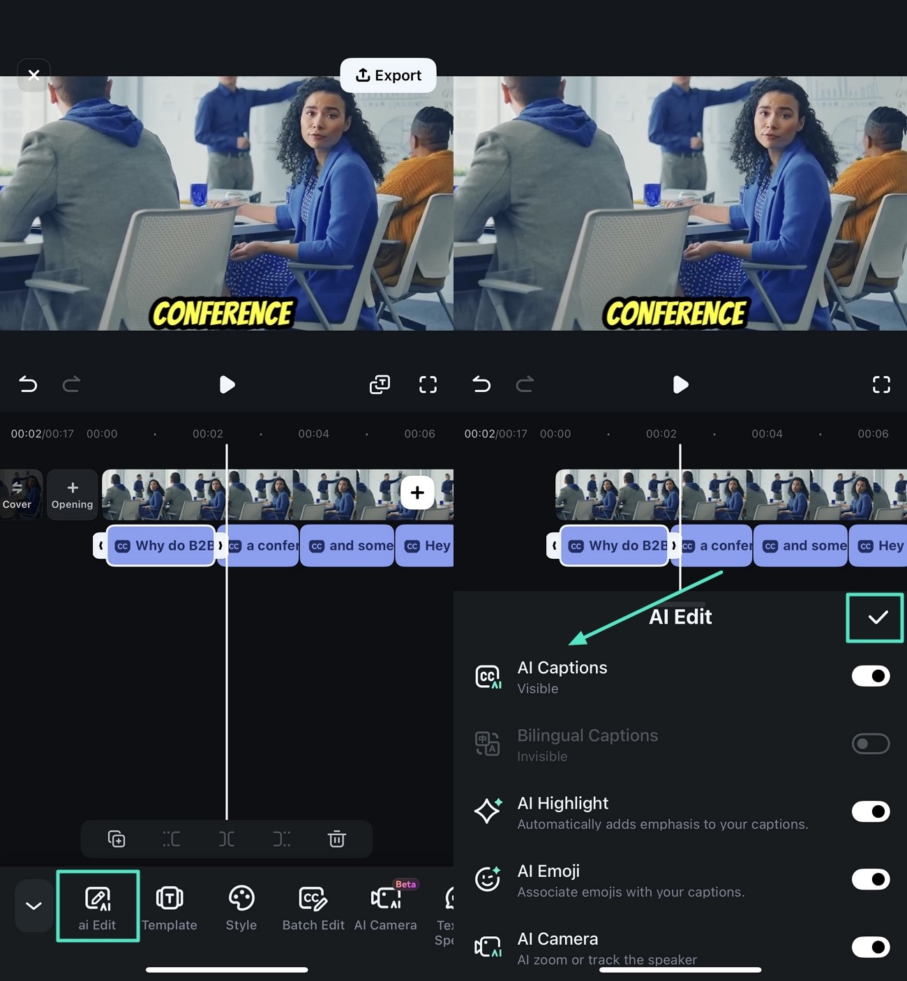 make adjustments using ai edit